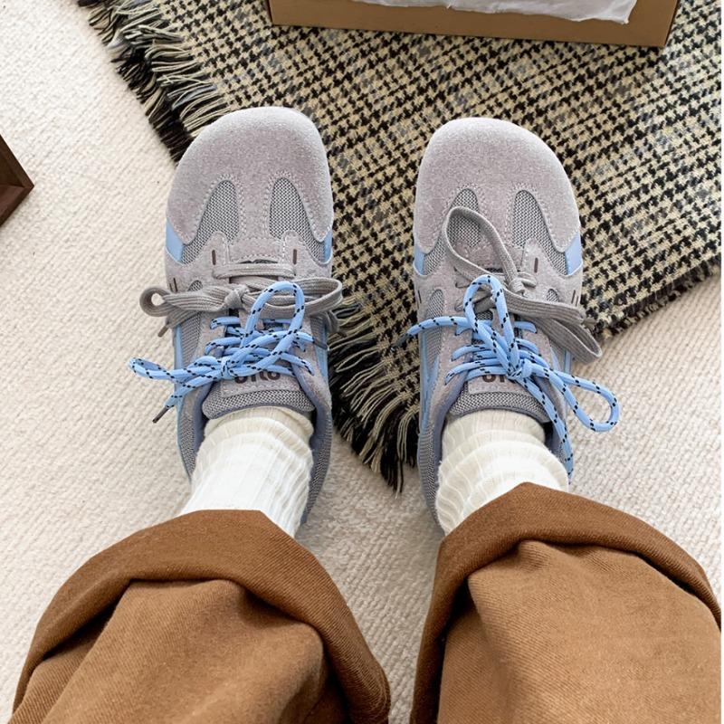 

Модная женская обувь 2025 Сетчатые женские вулканизированные туфли Уличная повседневная женская обувь Смешанные цвета Шнуровка Низкий каблук Спортивная обувь Женская 40 синий