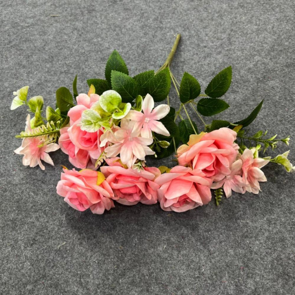 

9 Heads Real Happy Rose Flower Mini Photography Photo Gift Valentine s Day Flowers 9 Colors Crystal Grass Bouquet розовый