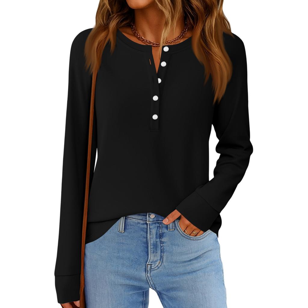 Women's Fashion  Loose Long Sleeve Round Neck Casual Top