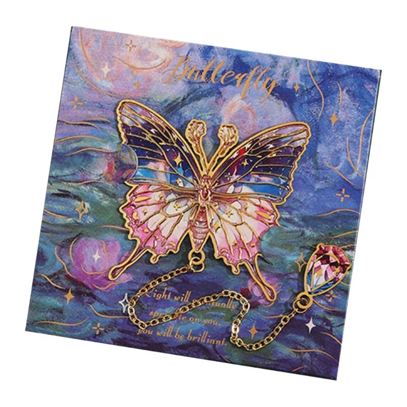 Engraved Butterfly Bookmarks with Pendant Butterfly Metal Bookmarks for Teacher Book Lover Adult Reading Accessories