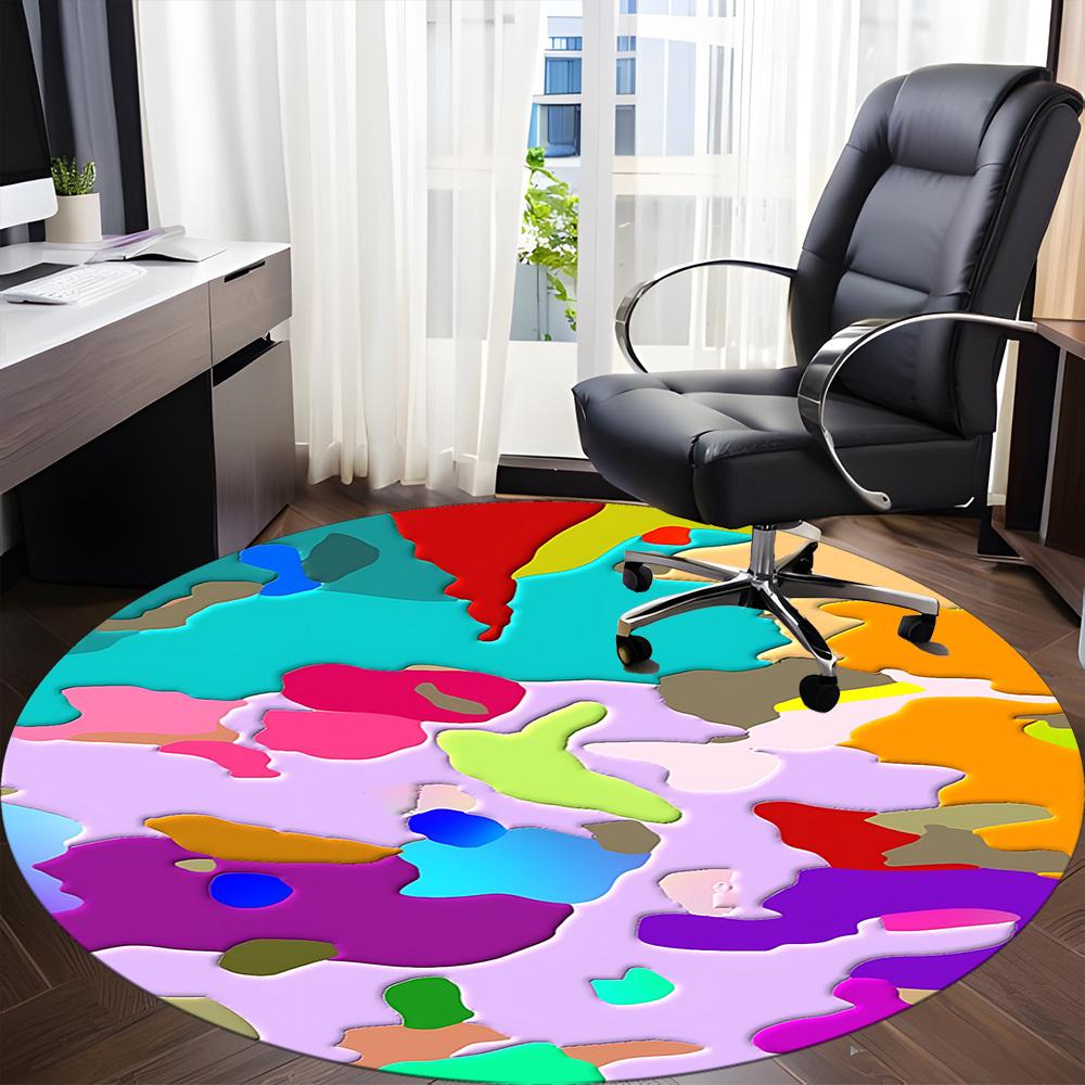 1pc Colorful Design Chair Carpet for Office Non Slip, Machine Washable Rug for Office, Room Holiday Decor for Christmas, Birthday Polyester