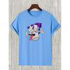 [Funny Cartoon Graphic Tee] Trendy Cartoon Graphic Print T-shirt - Men's Casual Funny Round Neck Tee For Summer