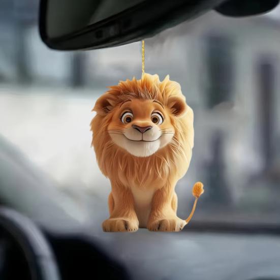 Automobile Pendant Lion Shape Decorative Ornament Vibrant Color Universal Fit Acrylic Figure Car Interior