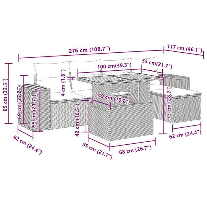 VidaXL Salon de jardin 6 pcs avec coussins noir résine tressée 3327360