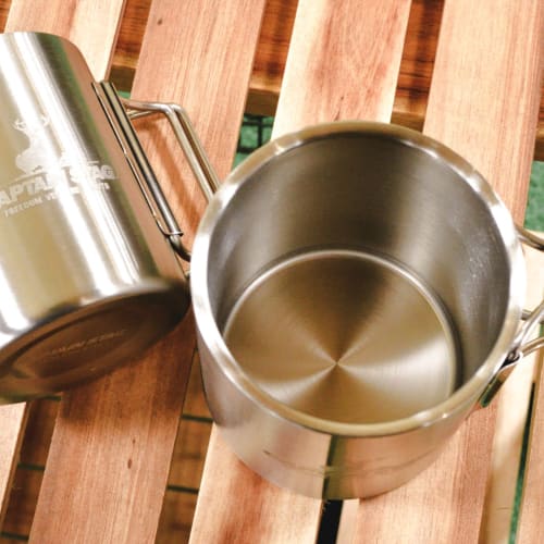 CAPTAIN STAG Outdoor Cup Mug Tumbler 250ml Double Stainless Steel Hollow Double Structure Folding Handle Stainless Steel NEW Freedom UH-2018