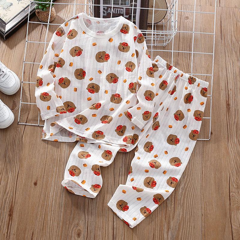 Dziecięcy Zestaw Żakardowy Chłopięcy i Dziewczęcy Letni Cienki Ubrania Domowe Dziecięce Wiosenno-Jesienne Ubrania Klimatyzacyjne Rękaw Siedem ósmych