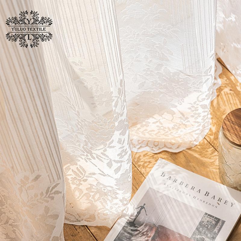 White Dream Tulle Curtain Finished French Style Pastoral Lace Curtain Bedroom Balcony Shading Decorative Window Gauze Fabric