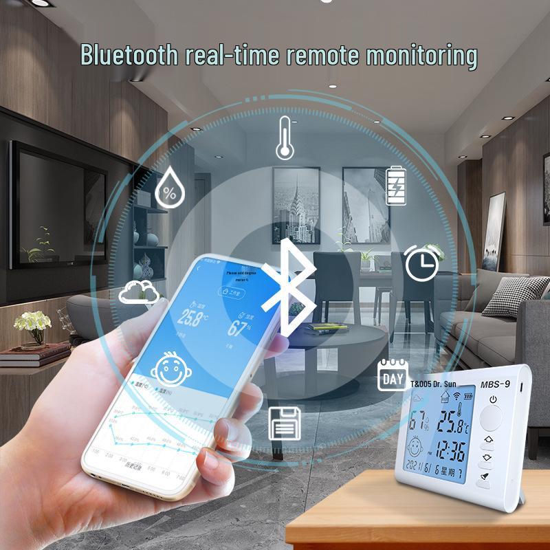 Bluetooth Thermometer & Hygrometer for Home, Baby Room, or Pet Breeding - Indoor/Outdoor, Wall-Mountable, Dry/Wet Measurement