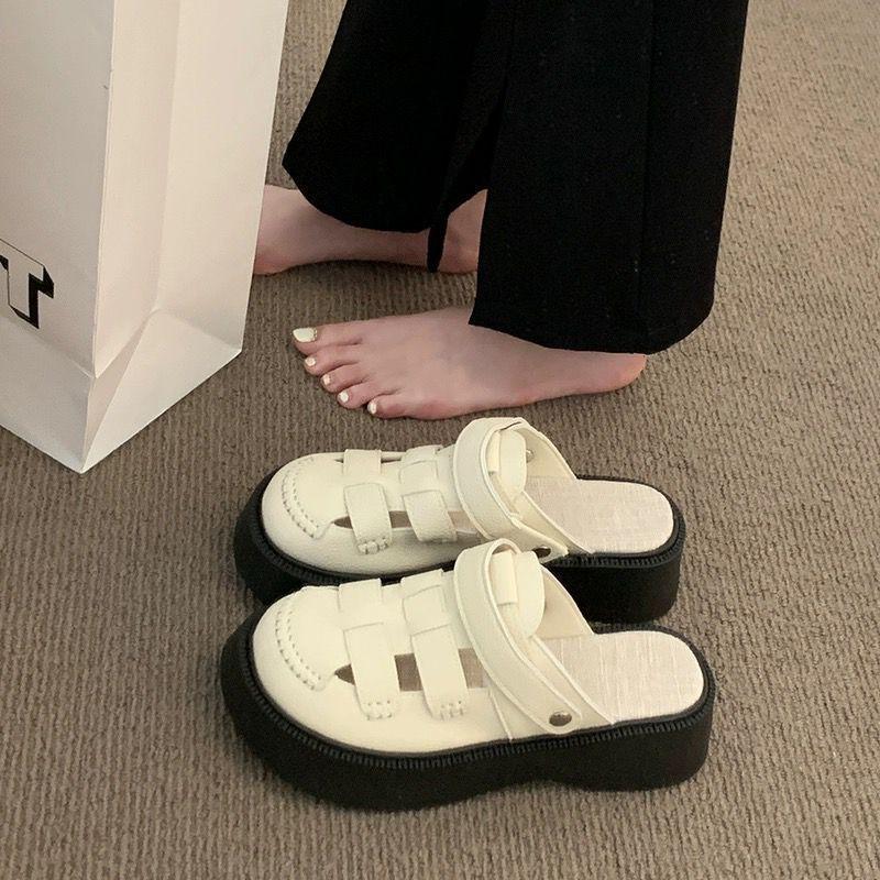 

Two wear hollowed-out bag head sandals women s 2025 summer new hole hole Mori Roman shoes thick-soled half slippers women s outer wear 40