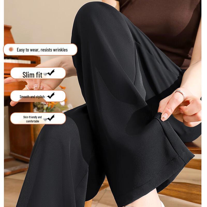 Langsha Women's Anti-Wrinkle Draped High-Waist Straight Suit Pants
