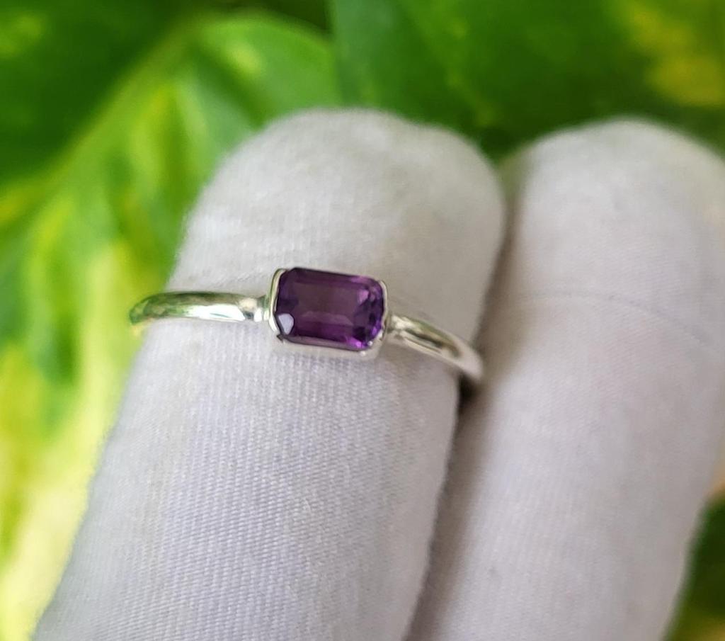 Purple Amethyst Natural Gemstone 925 Sterling Silver Ring 7.5 US A123 Gift Ring