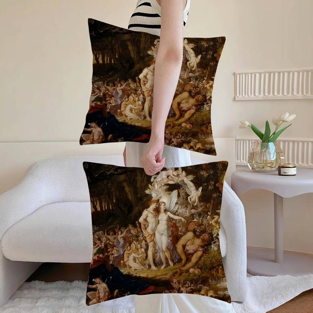 A M-Midsummer Nights Dream Pillow Case Sofa and Living Room Decorative Cushion Covers Dust-proof and Mite-proof Invisible Zipper