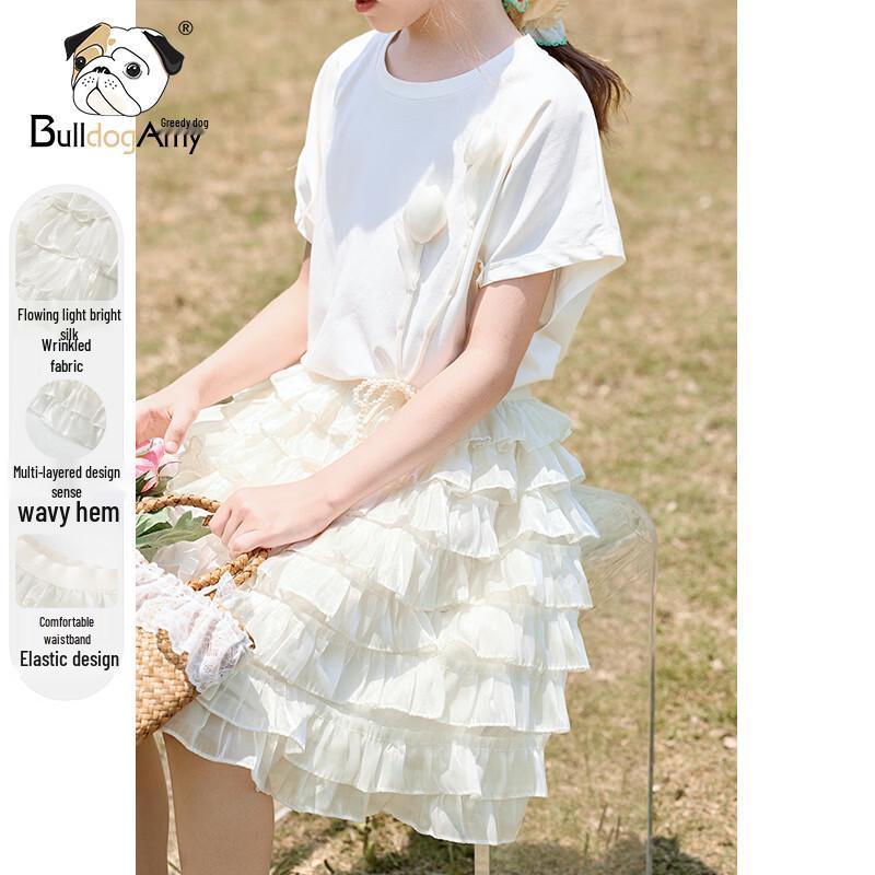 CHANZUIGOU Girls Shimmering Tiered Skirt 150 белый