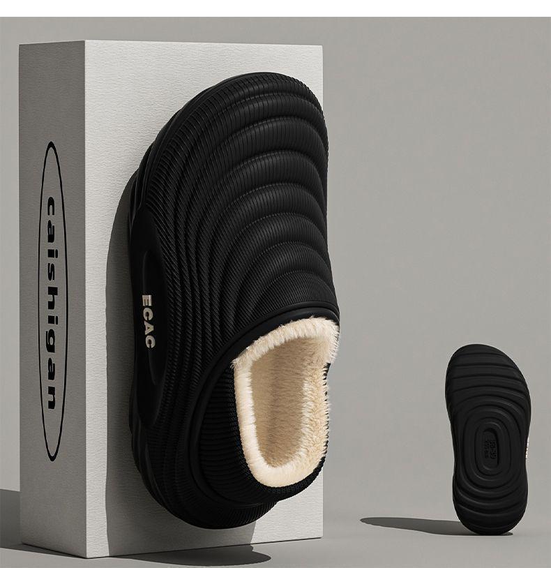 Men's Cartoon Cotton Slippers: Winter Indoor Non-Slip, Waterproof, Warm, Closed-Heel with Thick Sole for Couples