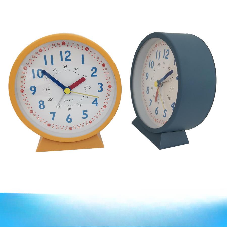 Silent Quartz Clock Metal Clock with Alarm Clock with Night Light Big Head Pointer Early Education Alarm Clock Student Bed Clock