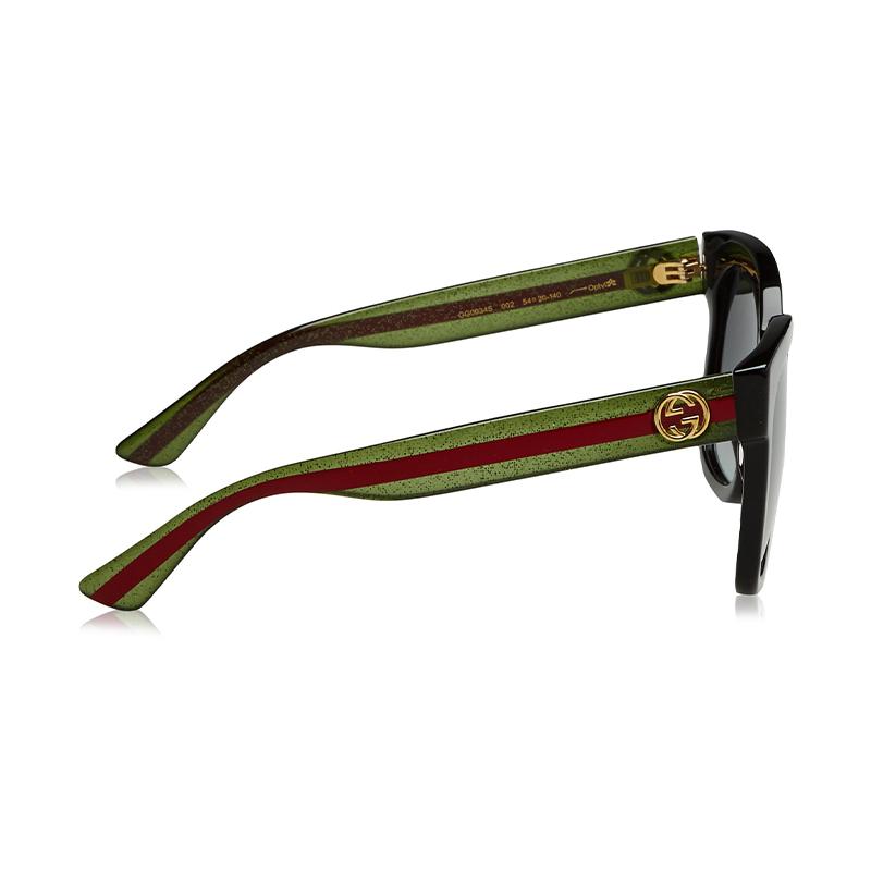 GUCCI Simple Red and Green Webbing Square Frame Polycarbonate Round Sunglasses Unisex