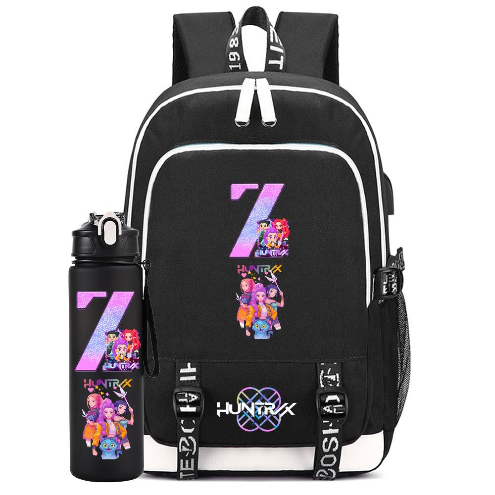 2Pcs/set Cartoon Backpack Large Capacity Bookbag With 750ml Water Bottler Laptop Student Boy Girl School Bag Travel Bag Kid Gift