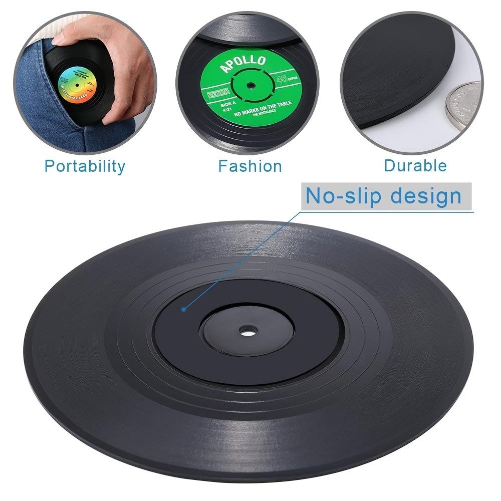6 Adet Renkli Retro Vinil Plak Disk Bardak Altlığı Komik Etiketlerle - Mobilyaların Kirlenmesini ve Çizilmesini Önleyin