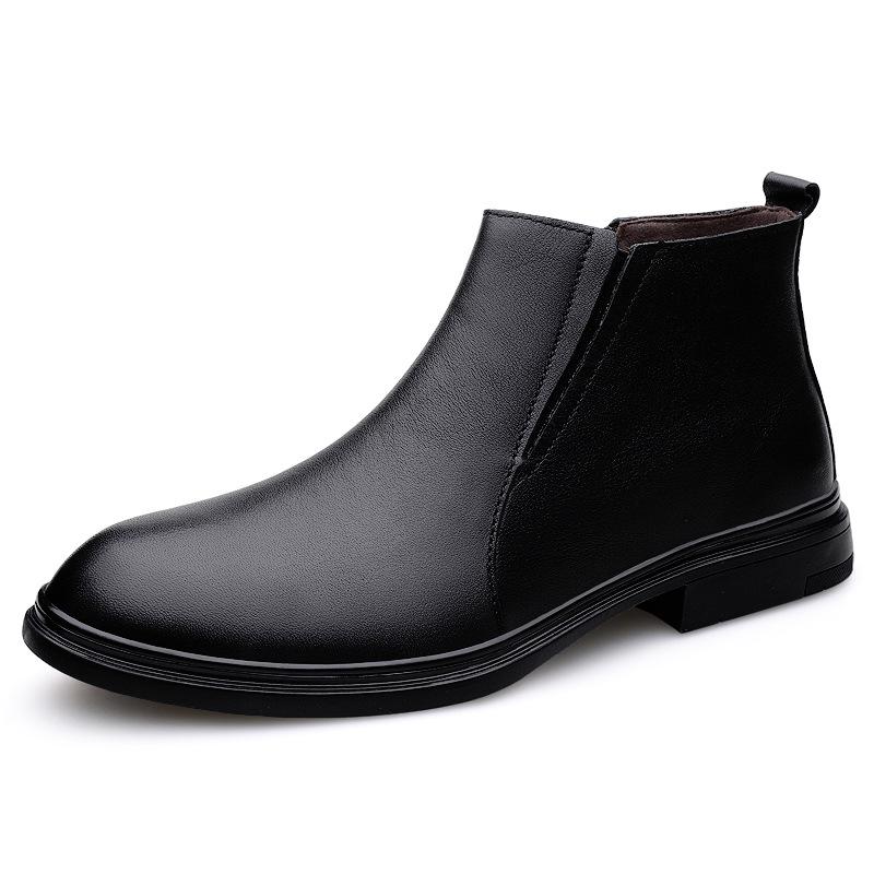 Men's Mid-Top Leather Zipper Boots: Casual & Formal, Autumn-Winter, High-Top Cowhide, Outdoor Short Boots.