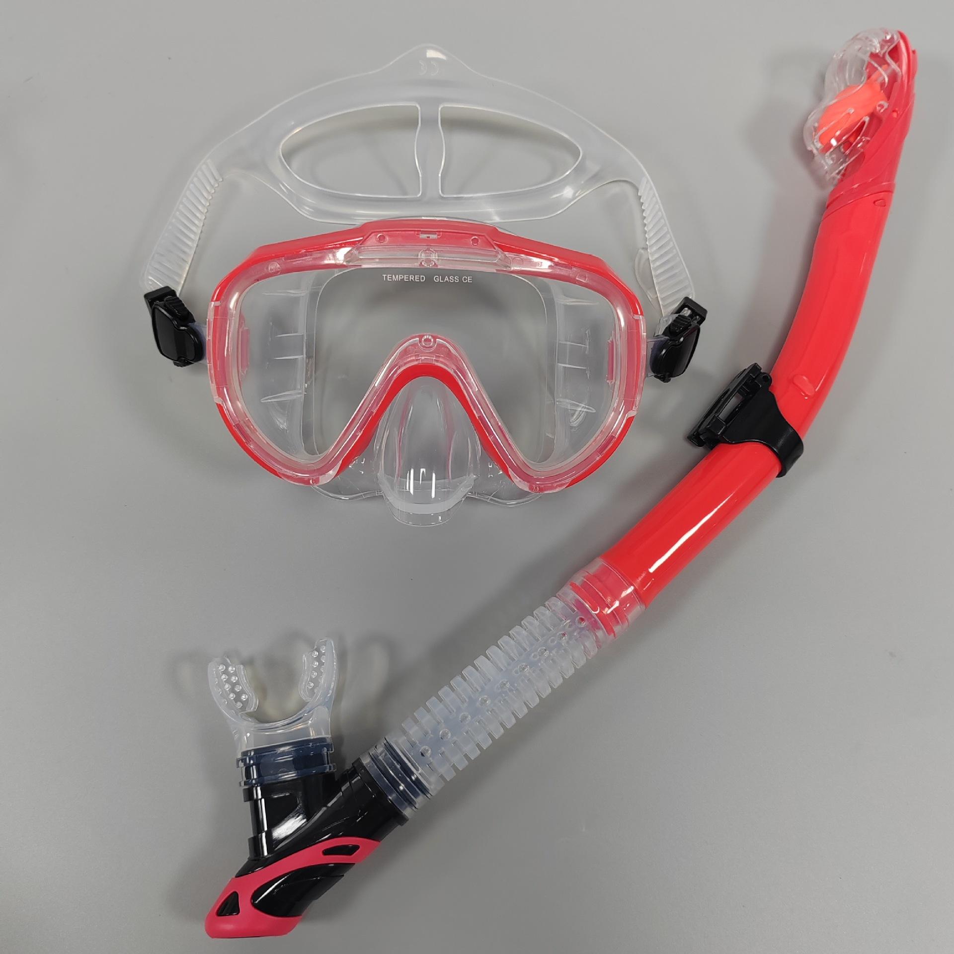 

New diving goggles set, frog mirror silicone diving mask One size