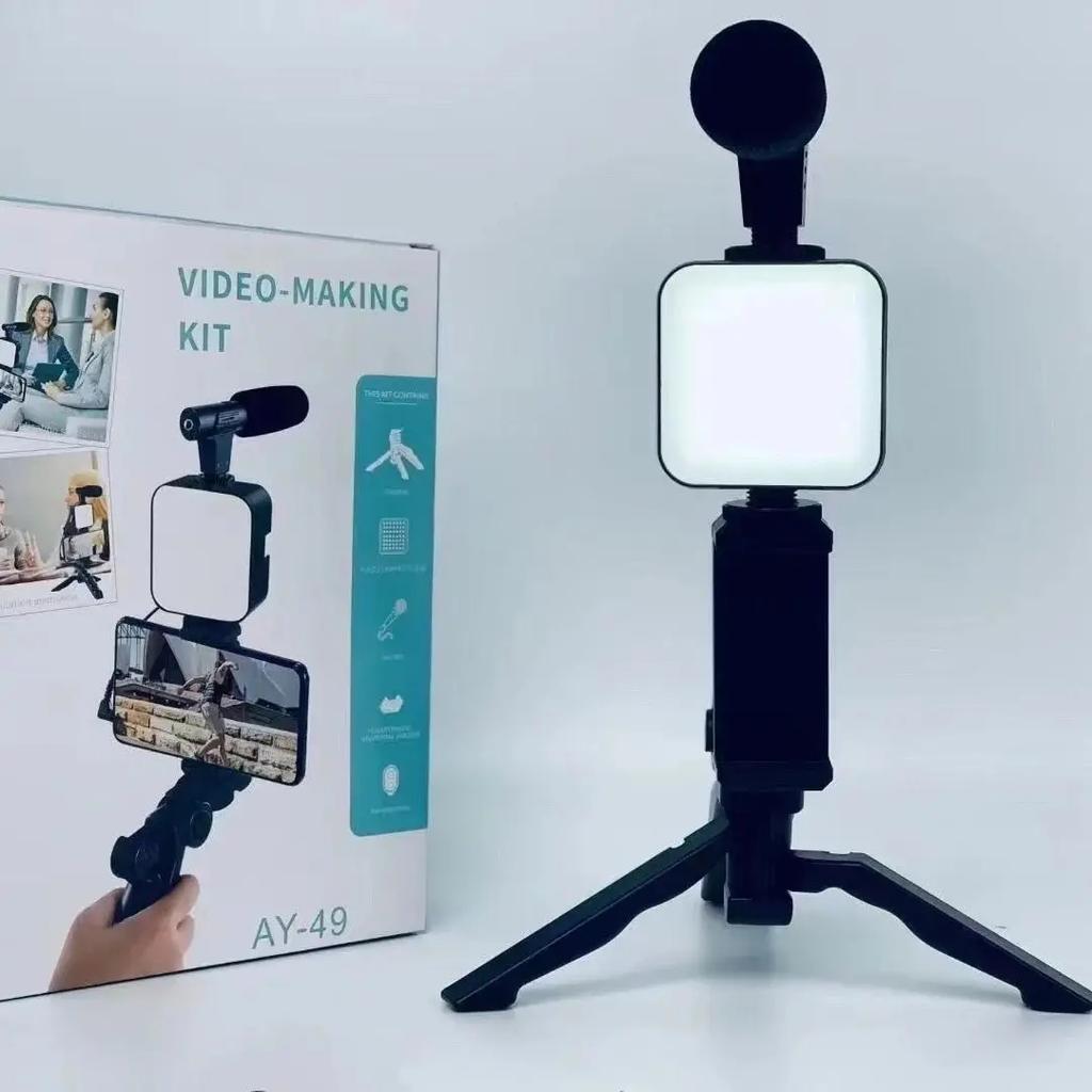 Sada na vlogování chytrého telefonu s držákem na telefon na stativ Mini mikrofon LED plnící světlo Startér pro TikTok Live Stream Video YouTube