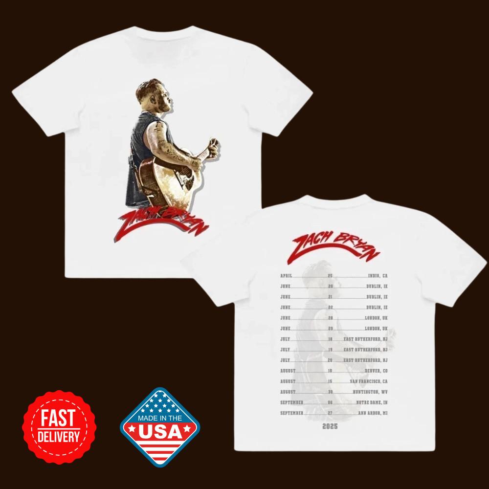 New Zach Bryan 2025 Lightning Tour Quittin039; Time MetLife 2sided T-shirt Reprint Unisex T-Shirt L