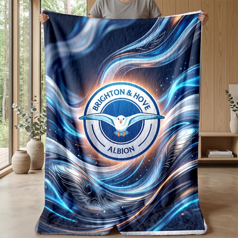 Coperta in Flanella con Stampa Calcio Brighton & Hove Albion, Coperta Morbida Calda Leggera per Divano Letto Campeggio