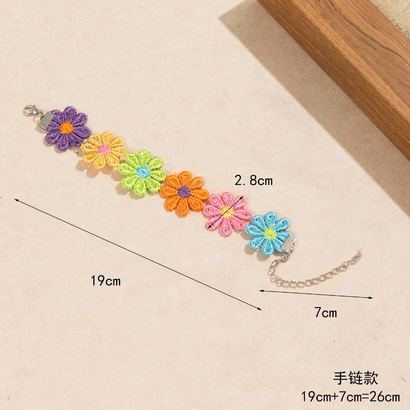 Stretchy Band Crochet Flower Headband Cute Colorful Design Comfortable Fit for Teen Girls Summer Sports Outdoor Activities