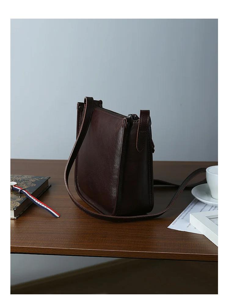 Johnature Geantă de damă Piele naturală Culoare solidă Simplă Navetă Versatilă Piele moale de vacă Genți de umăr Crossbody