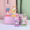 4Pcs Traditional Rabbit Wooden Nutcrackers 4 Inch Wooden Easter Nutcracker Figures for Spring Home Decor Collectible Gifts