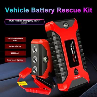 Multifunctional Car Battery Jump Starter with LED Flashlight Easy To Use 12V Portable Power Pack Battery Booster Jump Box