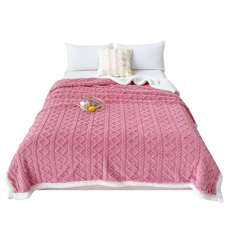 Lambswool Plush Diamond Plaid Winter Blanket, Thick & Warm, Customizable