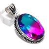 Natural Bi-Color Tourmaline Handmade 925 Sterling Silver Gift Pendant 2.17" t6T36