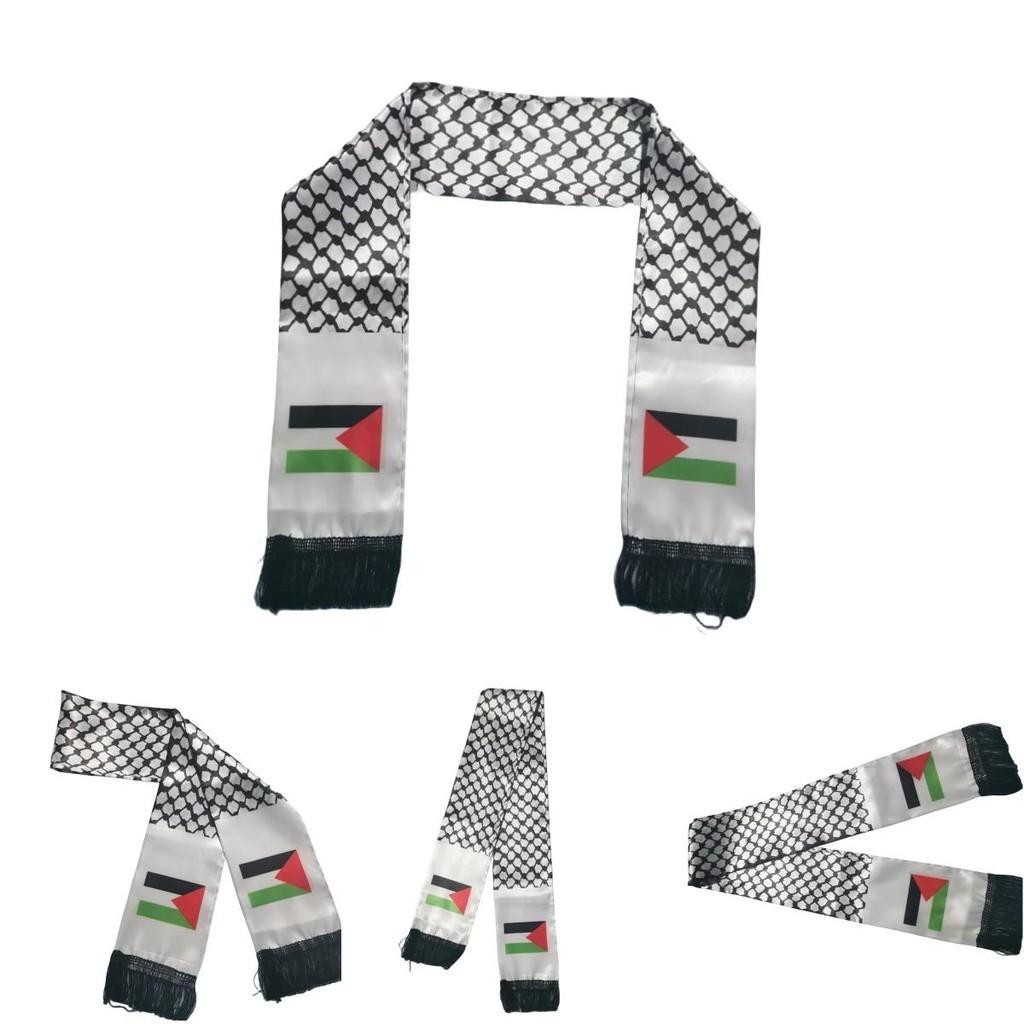 Palestine Flag Scarf 14*130cm Double Layered Polyester Fabric
