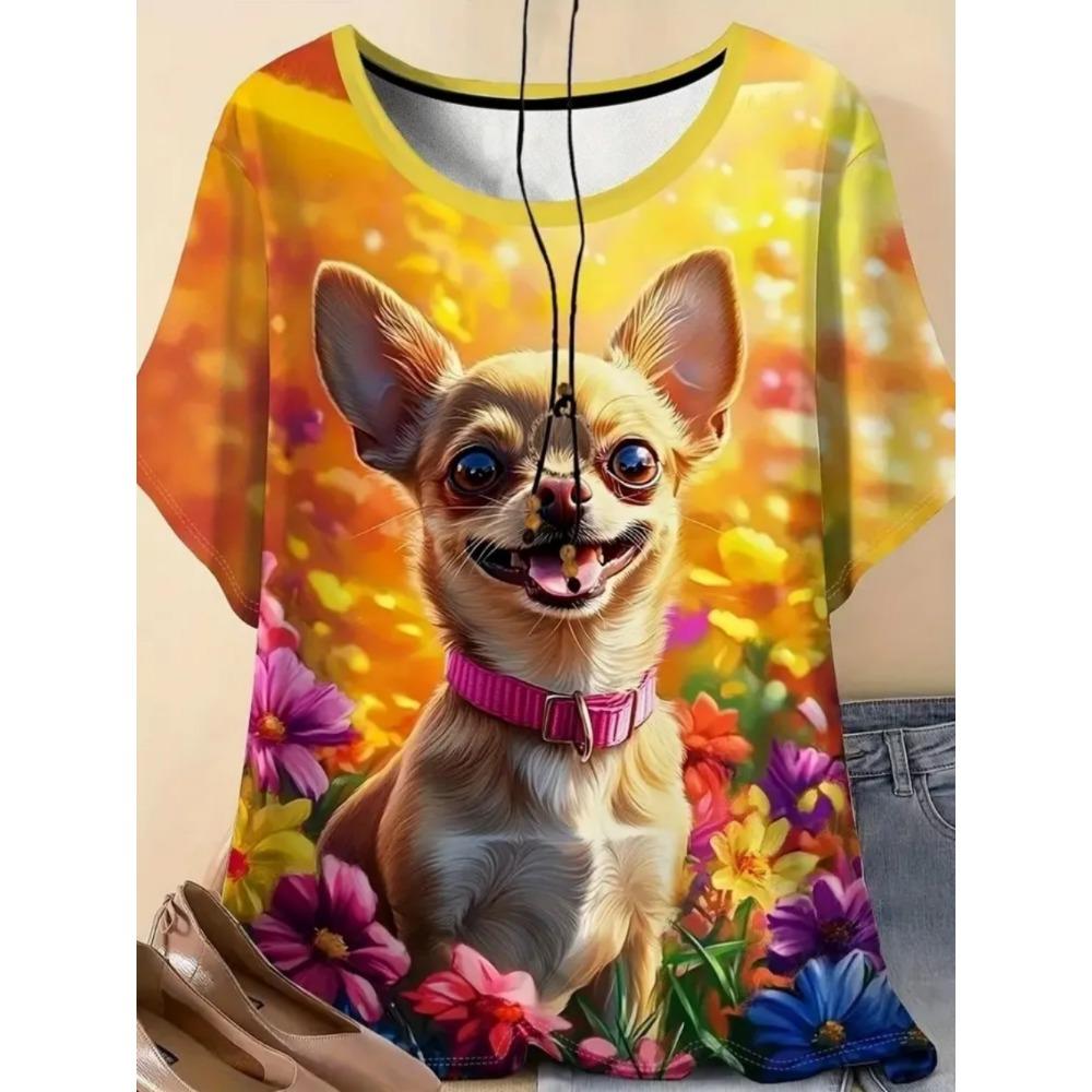 Ladies Fashionable Comfortable T-shirt Interesting Animal Patterns Loose Breathable Large Size Short Sleeved T-shirt