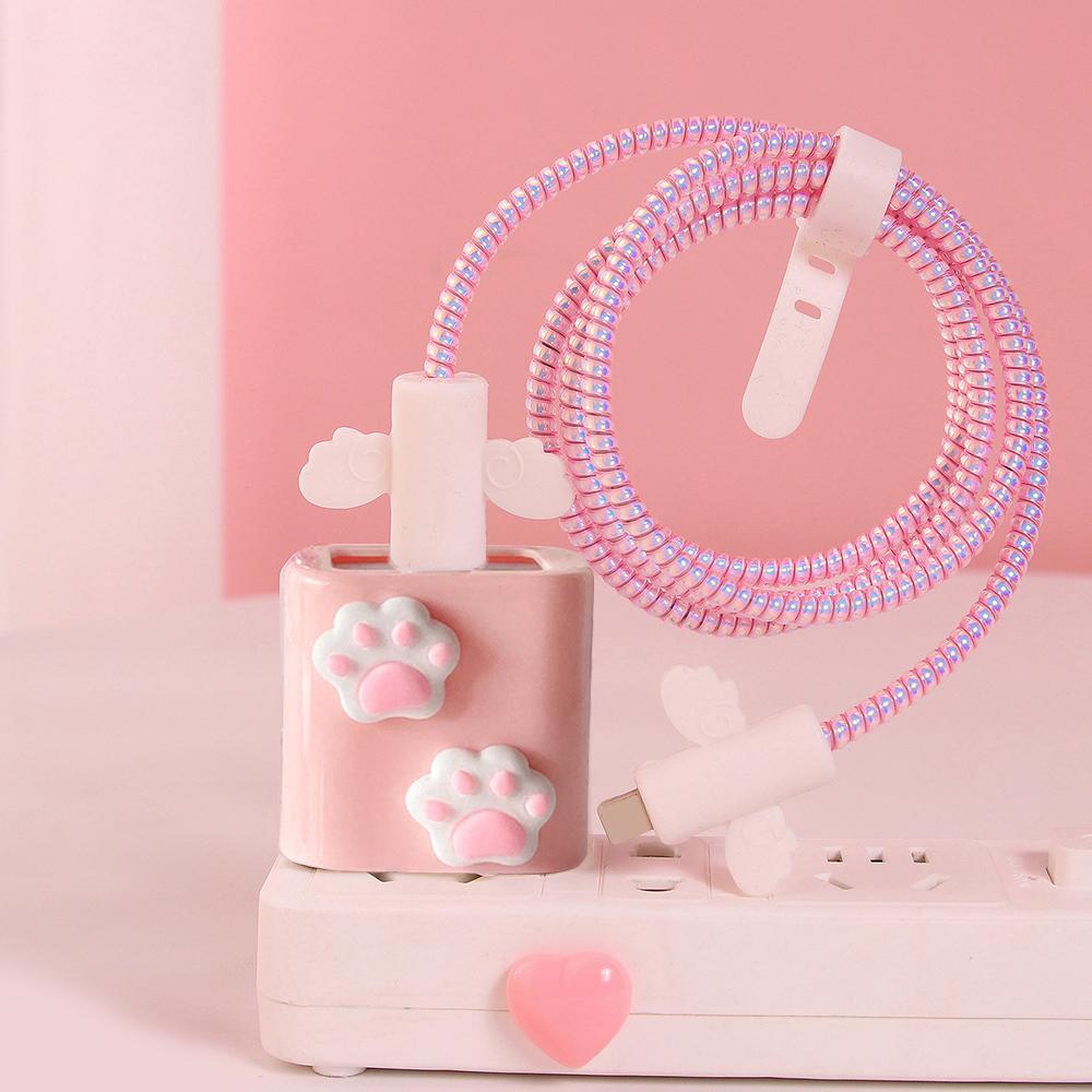 Geeignet für Apple Datenkabel Schutzhülle Ladegerät 20W Schnellladung bruchsicher Kabelaufwickler Niedliches Blume Tier Fortgeschritten