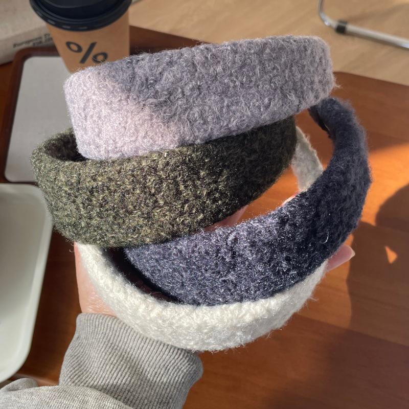 2025 Retro Fashion Solid Color Woolen Headband: Autumn/Winter Versatile Wide Hair Accessory for Women