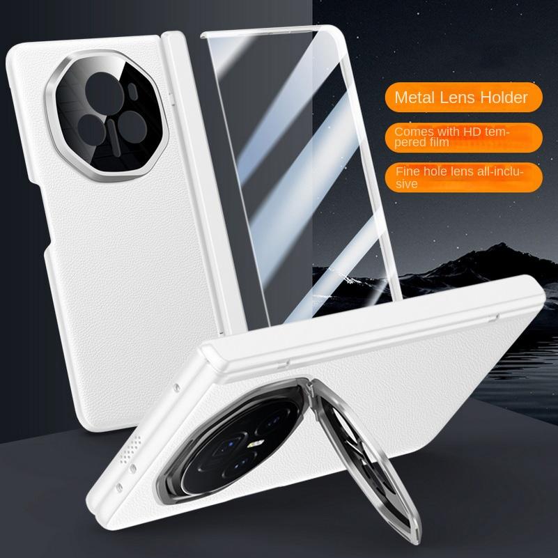 Leather With Privacy Screen Tempered Glass Protector Case For Honor Magic V3 All-inclusive Spring Hinged Camera Holder Cover