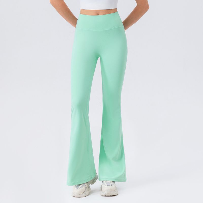 

High Waist Buttock Lifting Slightly Flared Yoga Pants Breathable No Embarrassment Line Sports Fitness Loose Dance Pants Wide Leg Pants Creek Green Loose pants S