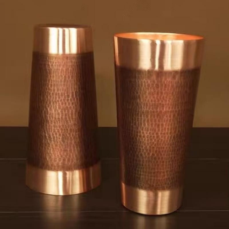 Pure Copper Coffee Cup,Handcrafted Engraving Hammer Texture 500 ml Milk Moscow Mule Tumbler Beer Mug,Vintage Tea Water Tableware