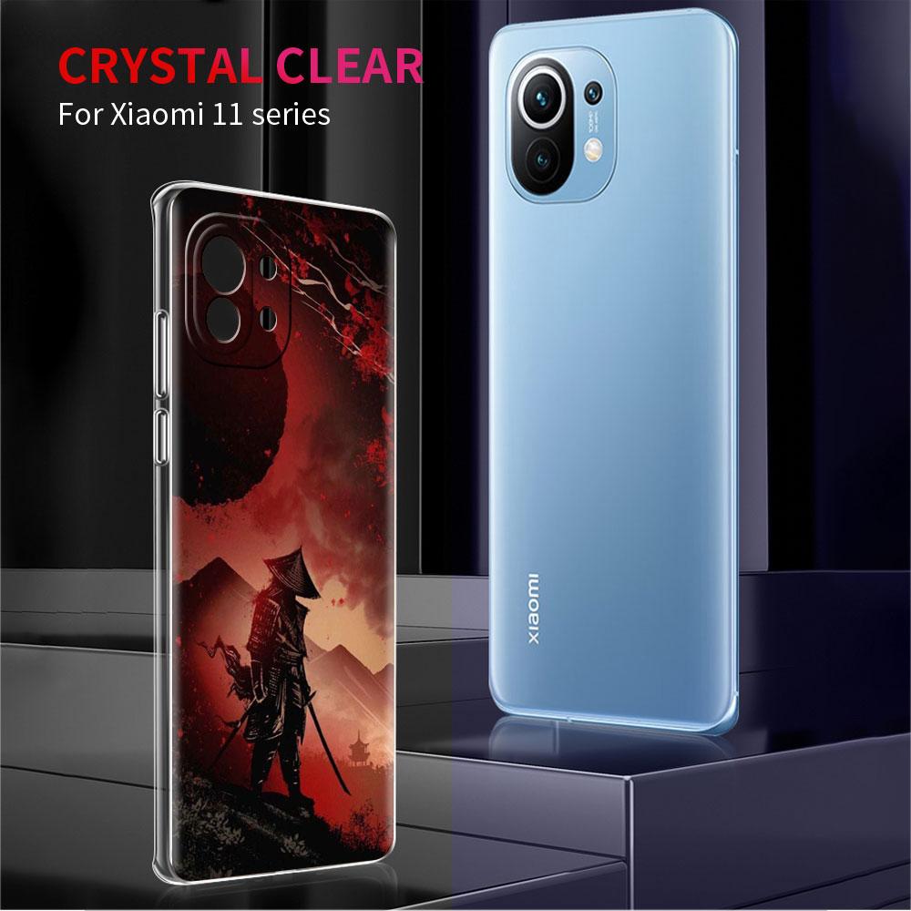 Landscape Ink Painting Japan Samurai Art Clear Case For Xiaomi Mi Poco X3 NFC M3 Pro F3 F1 11 Lite 12 Note 10 11T 9T Phone Cover