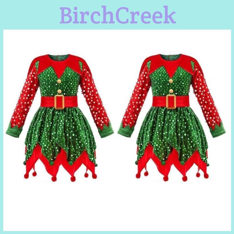 Mädchen Elfen Kostüm Weihnachten Feiertag Cosplay Kleid Mit Zubehör Für Kinder