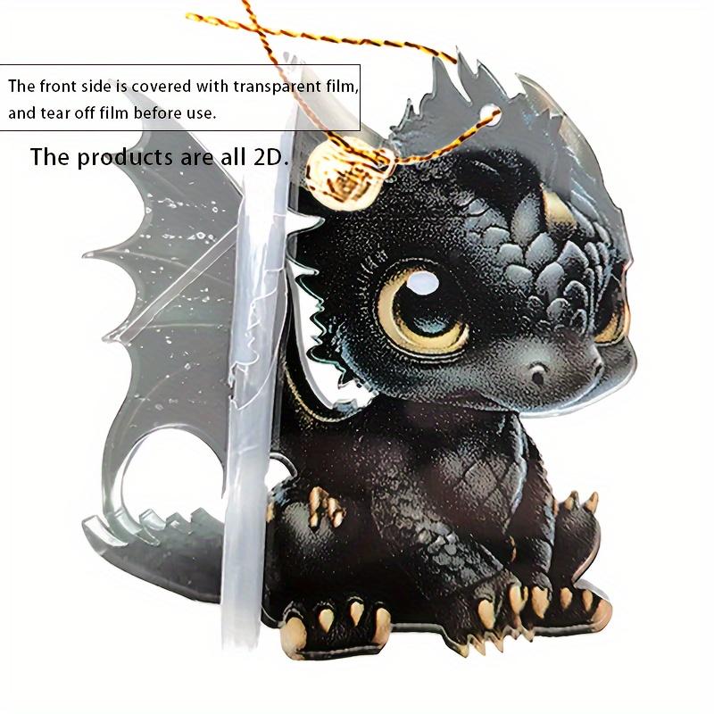 2D Acrylic Black Dragon Design Decorative Pendant Car Rearview Mirror Decoration Pendant Christmas Tree Ornament