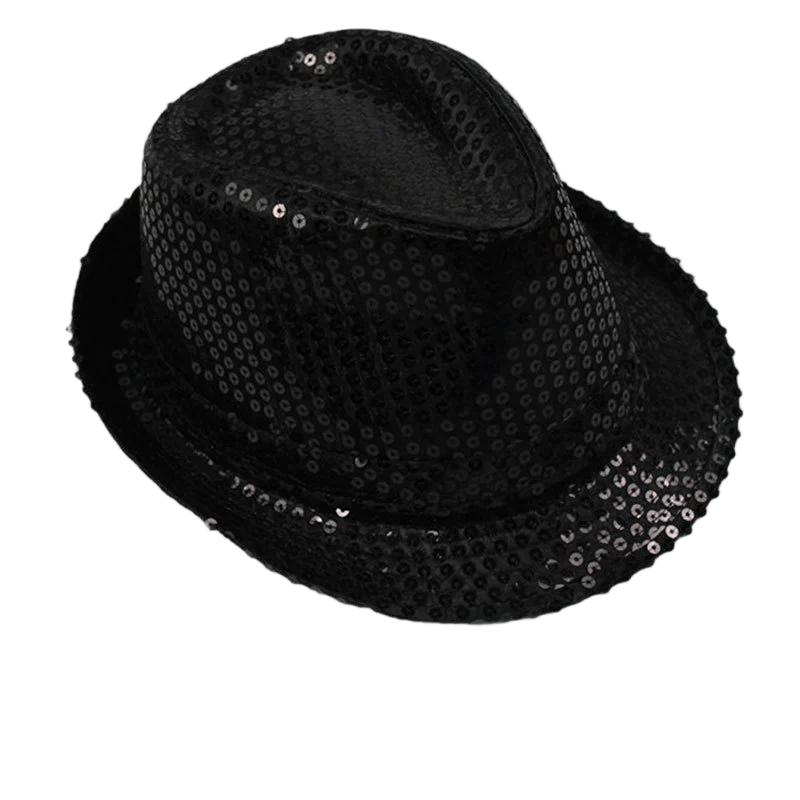 Magic Show Hat Universal For Adults And Children Fashionable Top Hat Silver Sequin Jazz Hat Stage Magic Hat