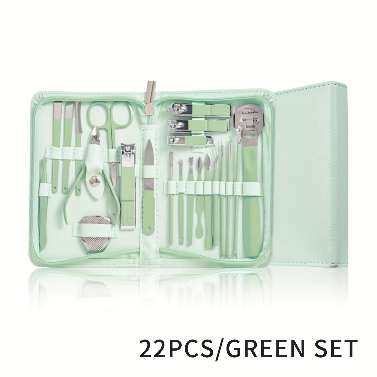 

7//22/35 предметов Зеленый маникюрный педикюр многоцелевой набор, набор для ухода за ногтями на ногах, маникюрный набор педикюрных инструментов 22pcs