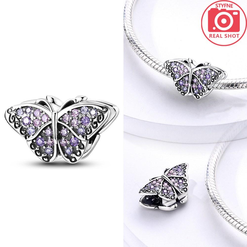 Purple Series Butterfly Flower Pendant Copper Colors For Charms Copper Colors Original Bracelet For Jewelry Making