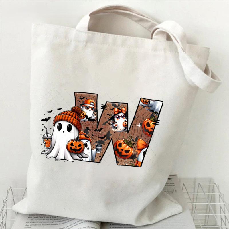 26 Letters Personalized Printing Trend Handbag Commuter Shoulder Bag Canvas Bag