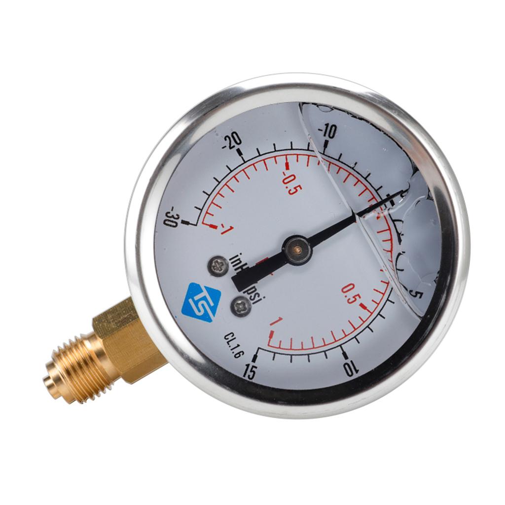 Oil Filled Vacuum Pressure Gauge Quality Metal for Case Lower Mount Connection Accuracy Class 1.6% Suitable for Water Oi