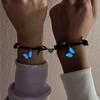 2 Pcs Luminous Butterfly Pendant Bracelets for Women Men Glow In the Dark Heart Magnet Couple Lover Bracelet Friendship Jewelry