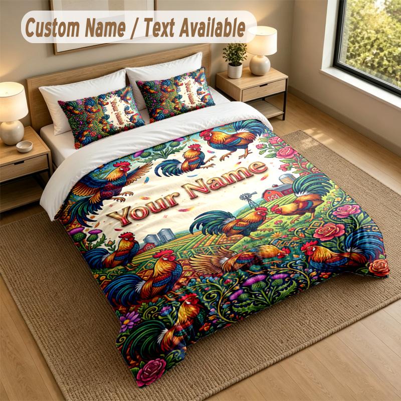 Floral Garden Theme Personalized 3Pcs Bedding Set Custom Text & Name 1 Sheet 2 Pillowcases Household Bedding 1pc